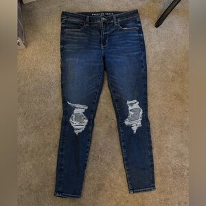 American Eagle Outfitters Women's Dark Blue Ripped Jeggings